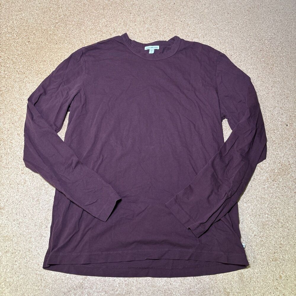 Standard James Perse Shirt Mens 3 Large Maroon Cotton Long Sleeve Crew USA Made